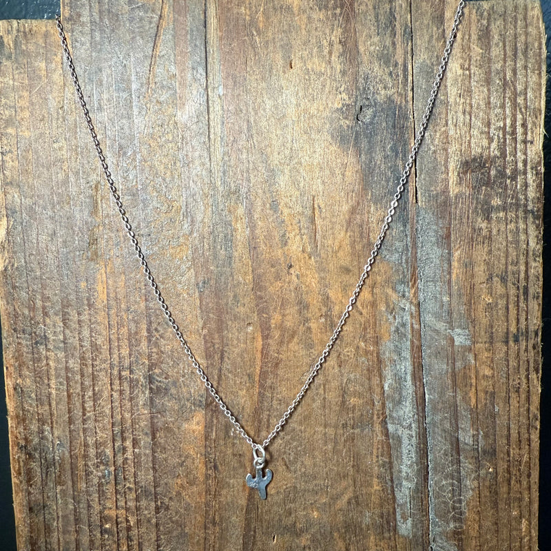 Mini Cactus Charm 16 inch with 3 inch extender Sterling SilverNecklace
