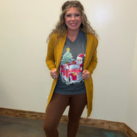 Heather Grey Santa Red Truck V Neck Short Sleeve T Shirt