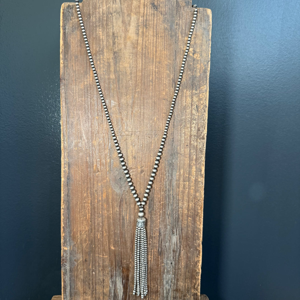 36 inch Graduated Navajo Pearl Tassel Sterling Silver Necklace