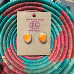 Oval Orange Spiny with Rope Detail Post Stud Genuine Earring