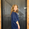 Navy Ribbed Dolman Shortsleeve Top
