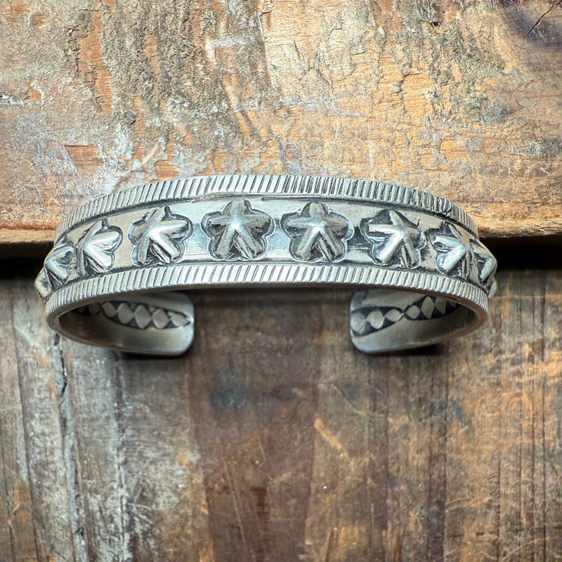 Thick Star Cuff Sterling Silver Bracelet