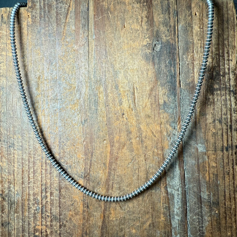 20 inch 3mm Disc Navajo Pearl Sterling Silver Necklace