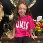 Youth Large OKLA Hot Pink Crew Neck T-shirt