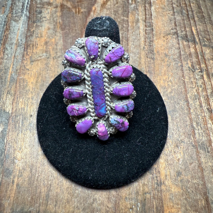 Purple Mohave Oval Cluster Sterling Silver Ring