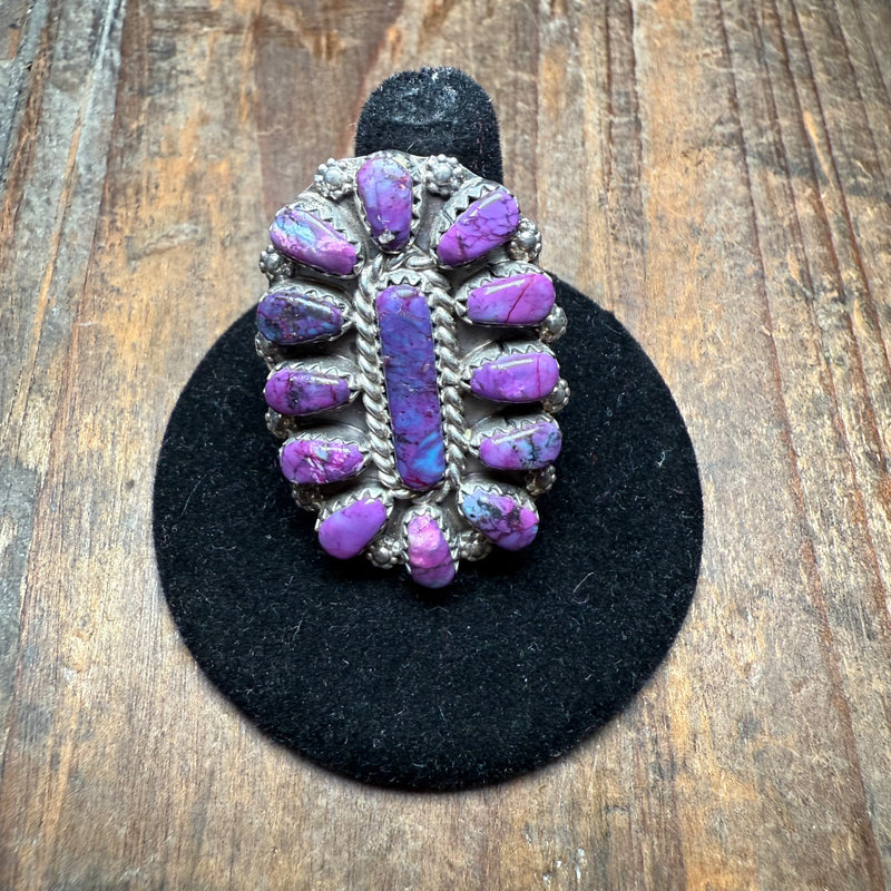 Purple Mohave Oval Cluster Sterling Silver Ring