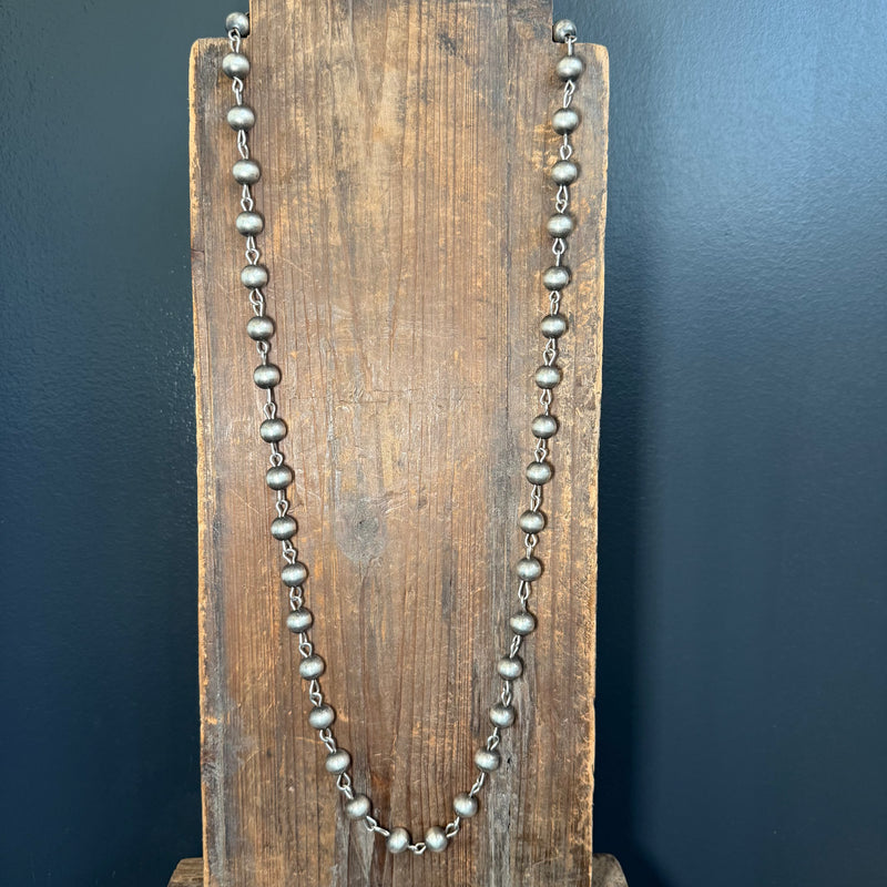 20 inch 10mm Navajo Pearl Sterling Silver Necklace