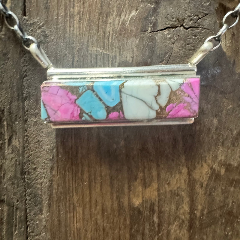 Cotton Candy Bar Sterling Silver Necklace