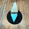 Gorgeous 2 Stone Triangle Turquoise Adjustable Sterling Silver Ring