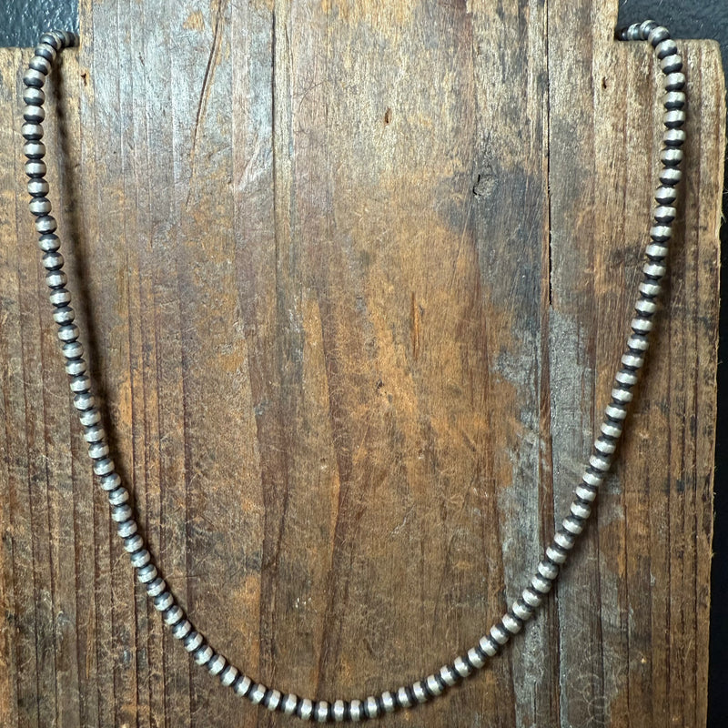 20 inch 4mm Sterling Silver Navajo Pearl Necklace