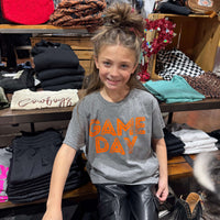 Youth Large Grey Orange Game Day Youth Crew Neck T-shirt