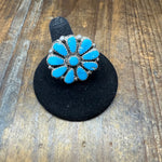 Turquoise Cluster Sterling Silver Ring