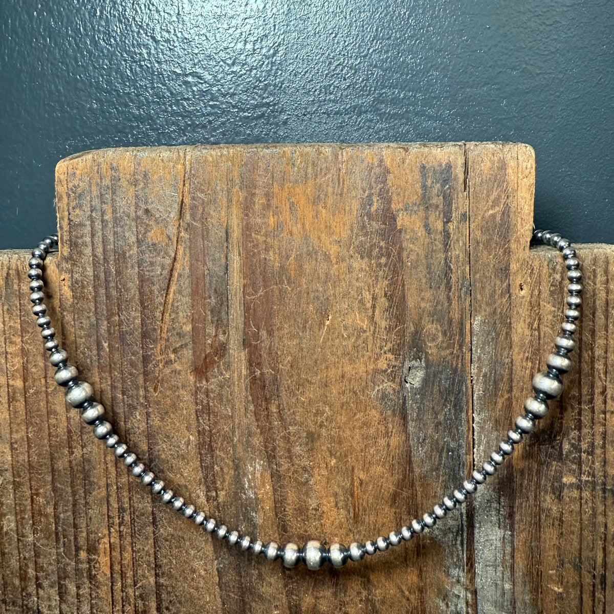 14 inch 3, 4, 5, & 6mm Navajo Pearl Sterling Silver Necklace