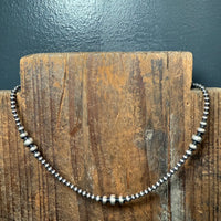 14 inch 3, 4, 5, & 6mm Navajo Pearl Sterling Silver Necklace