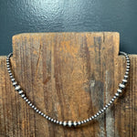 14 inch 3, 4, 5, & 6mm Navajo Pearl Sterling Silver Necklace