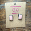 Pink Conch Rectangle Braided Stud Sterling Silver Earring