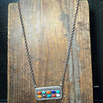 Multi Colored Stamped Detail Sterling Silver Necklace