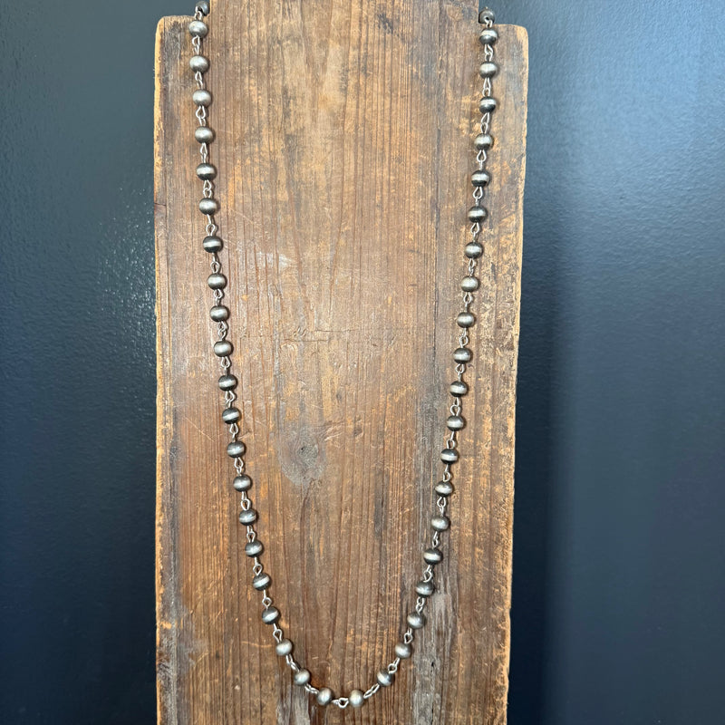 37 inch 9mm Contemporary Navajo Pearl Sterling Silver Necklace