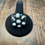 White Buffalo Cluster Adjustable Sterling Silver Ring