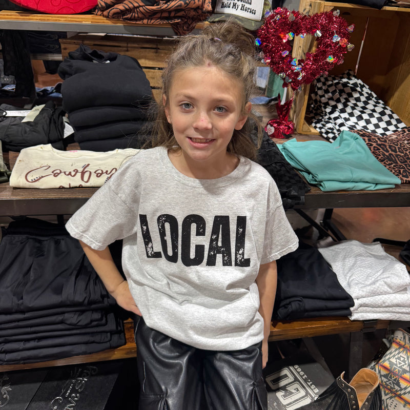 Local Ash Grey Youth Crew Neck T-shirt / youth large