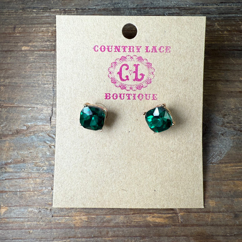 Little Green Crystal Stud Fashion Earring