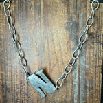 Silver Stamped Large Initial Fashion Necklaces