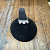 3 Stone Pink Conch Detail Band Sterling Silver Ring