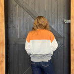 orange  color block lightweight sweater 