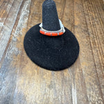 Red Coral Raised Inlay Sterling Silver Ring size 6