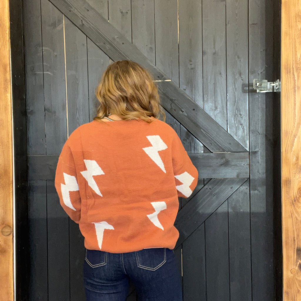 Rust & Ivory Lightning Bolt Sweater