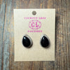 Black Onyx Tear Drop Braided Stud Post Sterling Silver Earring