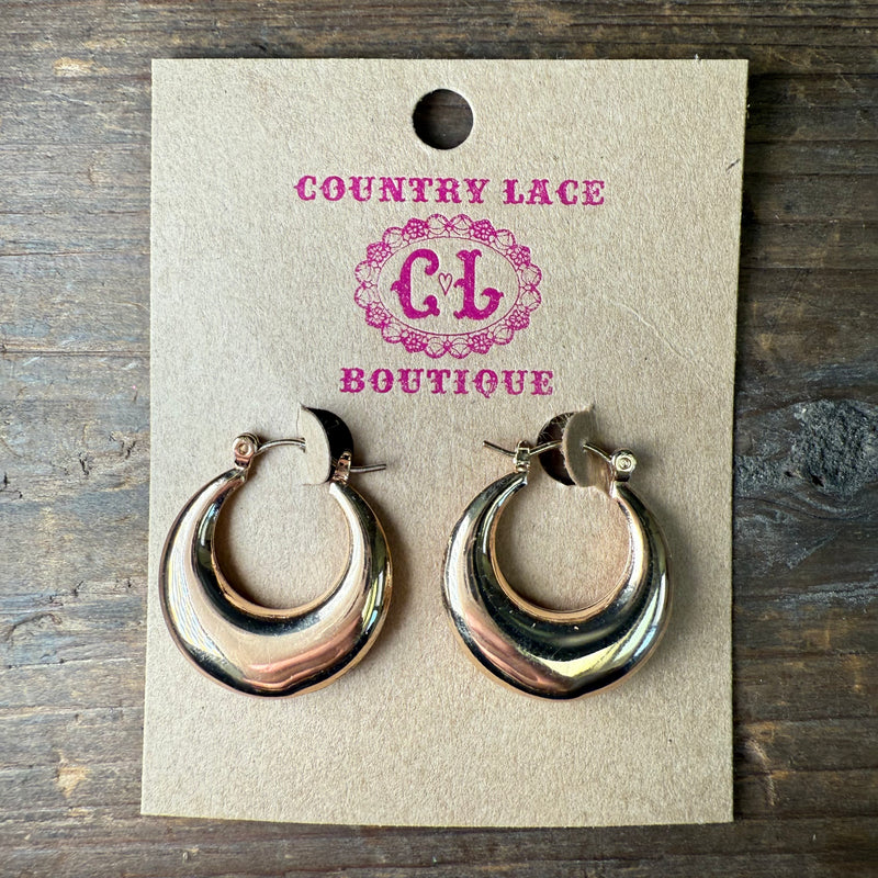 Thick Gold Moon Hoop Fashion Earring
