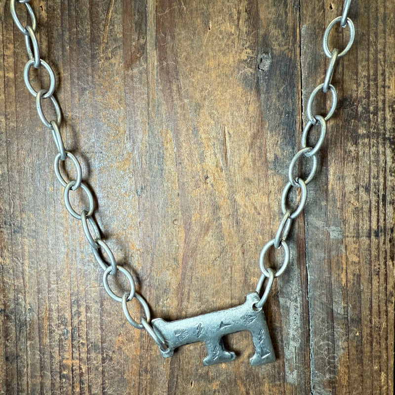Silver Stamped Large Initial Fashion Necklaces
