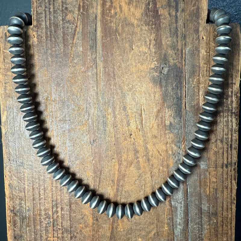 18 inch 9mm Saucer Sterling Silver Navajo Pearl Necklace