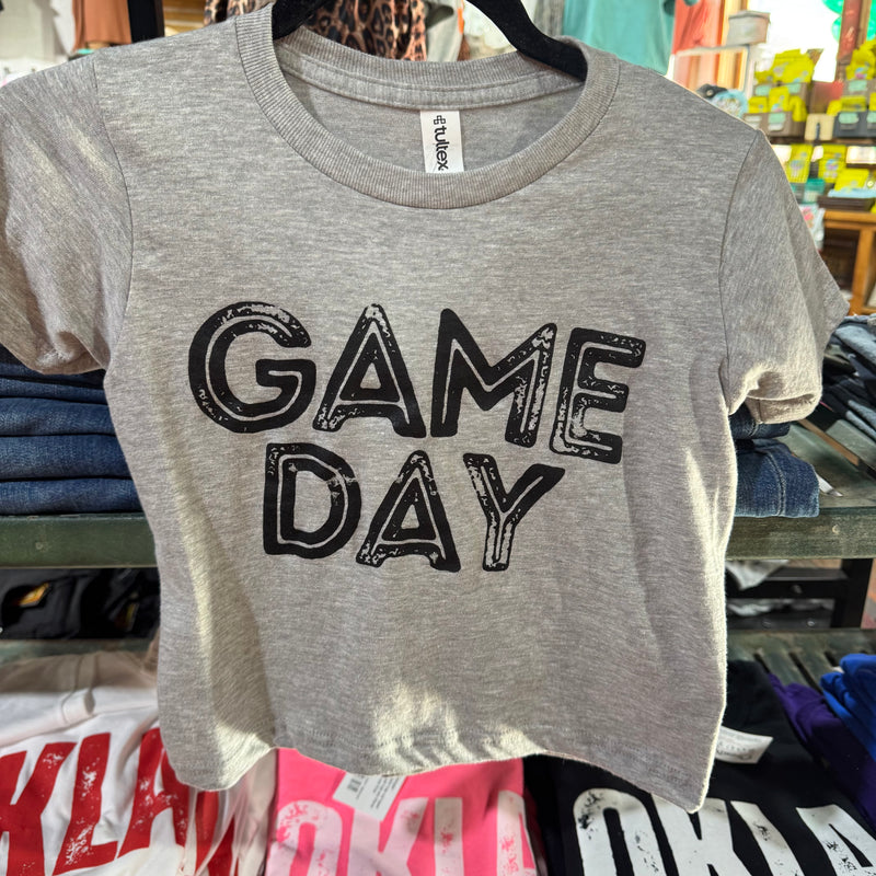 Grey Black Game Day Youth Crew Neck T-shirt