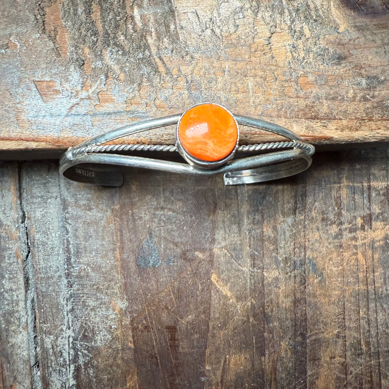 Fancy Orange Spiny Sterling Silver Cuff Bracelet