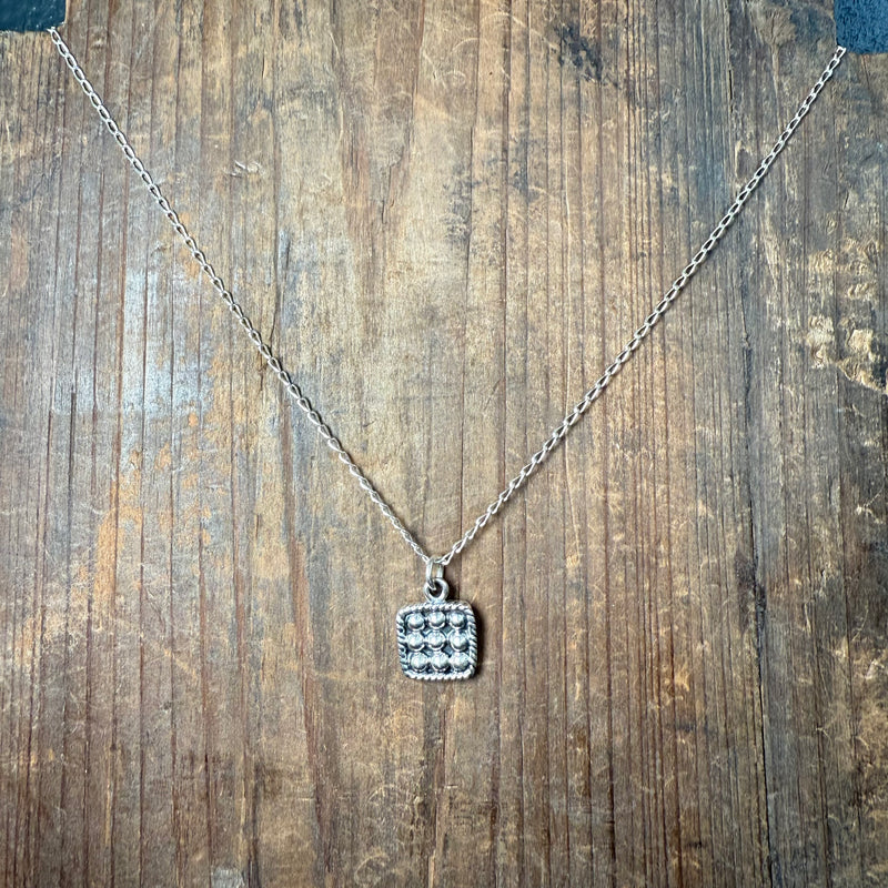 16 Inch Square Ball Sterling Silver Necklace W/ 3 inch extender