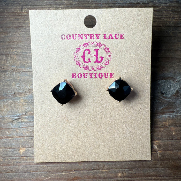 Little Black Crystal Stud Fashion Earring
