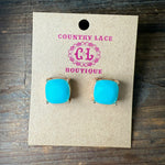 Turquoise Gold Post Stud Fashion Earring