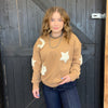 Tan Western Textured Patchwork Sweatshirt