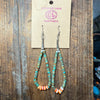 Green Turquoise Heishi and Orange Spiny Sterling Silver Earrings