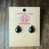 Dainty Black Onyx Tear Drop with Rope Detail Stud Post Sterling Silver Earring