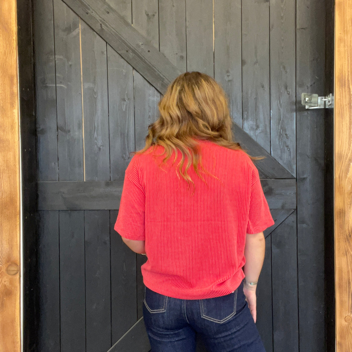 red and white striped shirt 