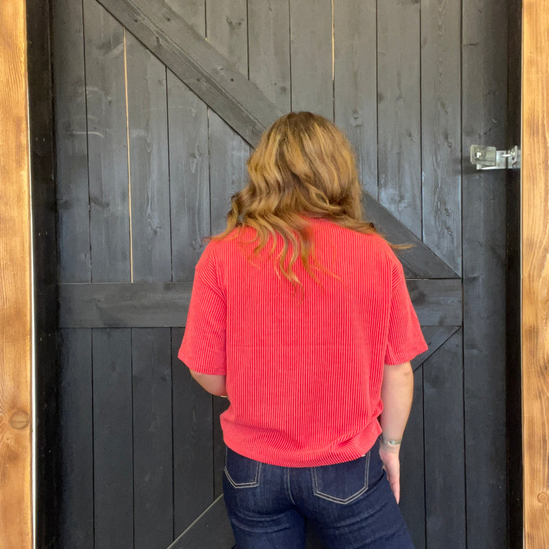 red and white striped shirt 