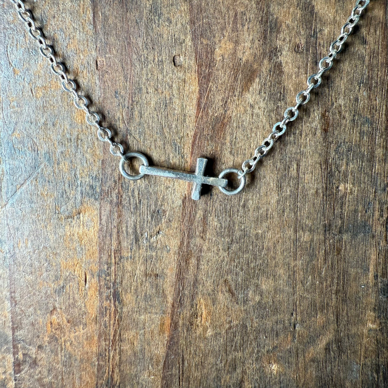 16 Inch Cross Sterling Silver Necklace W/ 2 inch extender