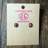 Red Coral Patina Stud Post Sterling Silver Earring