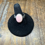 Pink Conch Oval with Braided Band Sterling Silver Ring