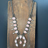 Authentic Pink Conch Squash Blossom Sterling Silver Necklace