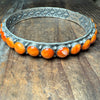 Orange Spiny Gorgeous Bangle Sterling Silver Bracelet