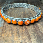 Orange Spiny Gorgeous Bangle Sterling Silver Bracelet